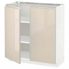 Доставка из Польши METOD szafka stj/polki/2 drzwi, bialy/Voxtorp wysoki polysk jasny bez, 80x37 cm ИКЕА-59460486, ЕВРОИКЕА Калининград