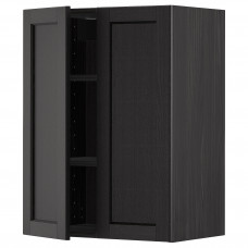 Доставка из Польши METOD szafka scienna z polkami/2 drzwi, czarny/Lerhyttan bejcowane na czarno, 60x80 cm ИКЕА-59469161, ЕВРОИКЕА Калининград
