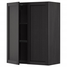 Доставка из Польши METOD szafka scienna z polkami/2 drzwi, czarny/Lerhyttan bejcowane na czarno, 80x100 cm ИКЕА-69466355, ЕВРОИКЕА Калининград