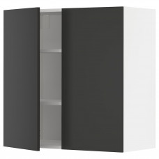 Доставка из Польши METOD szafka scienna z polkami/2 drzwi, bialy/Nickebo matowy antracyt, 80x80 cm ИКЕА-99497992, ЕВРОИКЕА Калининград