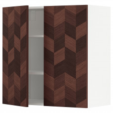 Доставка из Польши METOD szafka scienna z polkami/2 drzwi, bialy Hasslarp/brazowy wzor, 80x80 cm ИКЕА-59456776, ЕВРОИКЕА Калининград