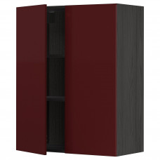 Доставка из Польши METOD Навесной шкаф с полками/2 дверцы, Калларп черный/темно-красно-коричневый глянцевый, 80x100 cm ИКЕА-39457084, ЕВРОИКЕА Калинин
