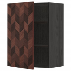 Доставка из Польши METOD szafka scienna z polkami, czarny Hasslarp/brazowy wzor, 60x80 cm ИКЕА-89469640, ЕВРОИКЕА Калининград