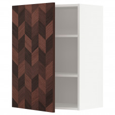 Доставка из Польши METOD szafka scienna z polkami, bialy Hasslarp/brazowy wzor, 60x80 cm ИКЕА-89466024, ЕВРОИКЕА Калининград