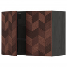 Доставка из Польши METOD szafka scienna z polkami/2 drzwi, czarny Hasslarp/brazowy wzor, 80x60 cm ИКЕА-89461291, ЕВРОИКЕА Калининград