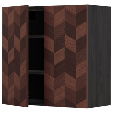Доставка из Польши METOD szafka scienna z polkami/2 drzwi, czarny Hasslarp/brazowy wzor, 80x80 cm ИКЕА-29456527, ЕВРОИКЕА Калининград