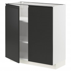 Доставка из Польши METOD szafka stj/polki/2 drzwi, bialy/Upplov matowy antracyt, 80x37 cm ИКЕА-39493077, ЕВРОИКЕА Калининград