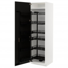 Доставка из Польши METOD Высокий шкаф с выдвижной кладовкой, bialy/Kungsbacka antracyt, 60x60x200 cm ИКЕА-69471998, ЕВРОИКЕА Калининград