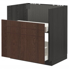 Доставка из Польши METOD / MAXIMERA BREDSJON/2fr/2szu шкаф, черный/Sinarp коричневый, 80x60 cm ИКЕА-89405785, ЕВРОИКЕА Калининград
