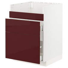 Доставка из Польши METOD / MAXIMERA HAVSEN/3fr/2szu Тумба под мойку, bialy Kallarp/polysk ciemny czerwonobrazowy, 60x60 cm ИКЕА-99327546, ЕВРОИКЕА Калининград