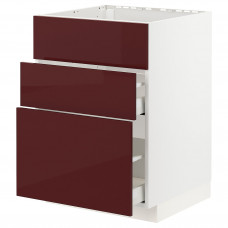 Доставка из Польши METOD / MAXIMERA Sz stj zl+3fr/2sz, bialy Kallarp/polysk ciemny czerwonobrazowy, 60x60 cm ИКЕА-49327515, ЕВРОИКЕА Калининград