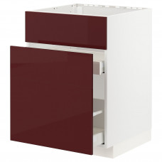 Доставка из Польши METOD / MAXIMERA Sz stj zl+3fr/2sz, bialy Kallarp/polysk ciemny czerwonobrazowy, 60x60 cm ИКЕА-99327495, ЕВРОИКЕА Калининград