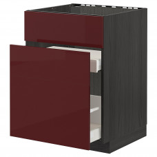 Доставка из Польши METOD / MAXIMERA Sz stj zl+3fr/2sz, czarny Kallarp/polysk ciemny czerwonobrazowy, 60x60 cm ИКЕА-49327775, ЕВРОИКЕА Калининград
