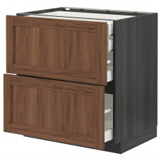 Доставка из Польши METOD / MAXIMERA W stj 2fr/2n/d/w, черный Enkoping/коричневый орех, 80x60 cm ИКЕА-79476330, ЕВРОИКЕА Калининград