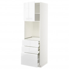 Доставка из Польши METOD / MAXIMERA szaf wys n piek/drz/3 szu, bialy/Voxtorp polysk/biel, 60x60x200 cm ИКЕА-09466594, ЕВРОИКЕА Калининград