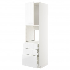 Доставка из Польши METOD / MAXIMERA szaf wys n piek/drz/3 szu, bialy/Voxtorp polysk/biel, 60x60x220 cm ИКЕА-09470039, ЕВРОИКЕА Калининград