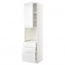 Доставка из Польши METOD / MAXIMERA szaf wys n piek/drz/3 szu, bialy/Voxtorp polysk/biel, 60x60x240 cm ИКЕА-49462589, ЕВРОИКЕА Калининград