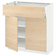 Доставка из Польши METOD / MAXIMERA sza stj szuf/2 drz, bialy/Askersund wzor jasny jesion, 80x37 cm ИКЕА-09454925, ЕВРОИКЕА Калининград