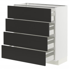 Доставка из Польши METOD / MAXIMERA sza st 4fr/4szu, bialy/Nickebo matowy antracyt, 80x37 cm ИКЕА-39498131, ЕВРОИКЕА Калининград