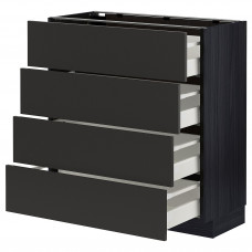 Доставка из Польши METOD / MAXIMERA sza st 4fr/4szu, czarny/Nickebo matowy antracyt, 80x37 cm ИКЕА-79497380, ЕВРОИКЕА Калининград