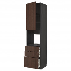 Доставка из Польши METOD / MAXIMERA szaf wys n piek/drz/3 szu, czarny/Sinarp brazowy, 60x60x240 cm ИКЕА-39467865, ЕВРОИКЕА Калининград