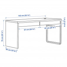 Доставка из Польши ⭐⭐⭐⭐⭐ MICKE biurko, czarnobraz, 142x50 cm,ИКЕА-60244745, Евро Икеа Калининград