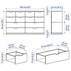 Доставка из Польши ⭐⭐⭐⭐⭐ NORDLI komoda,12 szuflad, bialy, 160x99 cm,ИКЕА-59239491, Евро Икеа Калининград