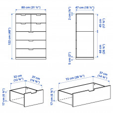 Доставка из Польши ⭐⭐⭐⭐⭐ NORDLI komoda, 7 szuflad, bialy, 80x122 cm,ИКЕА-99239502, Евро Икеа Калининград