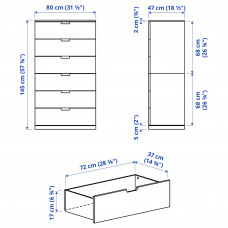 Доставка из Польши ⭐⭐⭐⭐⭐ NORDLI komoda, 6 szuflad, bialy, 80x145 cm,ИКЕА-89239499, Евро Икеа Калининград