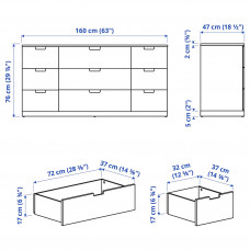 Доставка из Польши ⭐⭐⭐⭐⭐ NORDLI komoda, 9 szuflad, bialy, 160x76 cm,ИКЕА-89239507, Евро Икеа Калининград