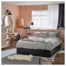 Доставка из Польши ⭐⭐⭐⭐⭐ NORDLI rama lozka z pojemnik i materacem, antracyt/Vagstranda twardy, 140x200 cm,ИКЕА-89537804, Евро Икеа Калининград