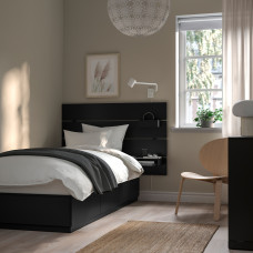 Доставка из Польши ⭐⭐⭐⭐⭐ NORDLI rama lozka z pojemnik i materacem, z wezglowiem antracyt/Akrehamn twardy, 90x200 cm,ИКЕА-29536869, Евро Икеа Калининград