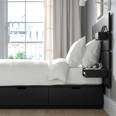 Доставка из Польши ⭐⭐⭐⭐⭐ NORDLI rama lozka z pojemnik i materacem, z wezglowiem antracyt/Akrehamn twardy, 90x200 cm,ИКЕА-29536869, Евро Икеа Калининград