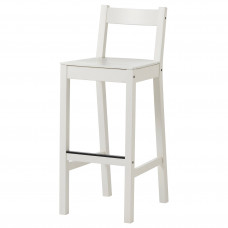 Доставка из Польши NORDVIKEN Барный стул со спинкой, белый, 75 cm ИКЕА-60369113, ЕВРОИКЕА Калининград