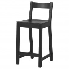 Доставка из Польши NORDVIKEN Барный стул со спинкой, черный, 62 cm ИКЕА-00424693, ЕВРОИКЕА Калининград