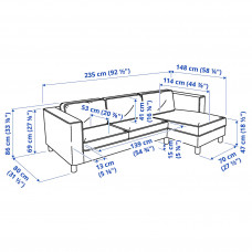 Доставка из Польши ⭐⭐⭐⭐⭐ PARUP sofa 3-osobowa z szezlongiem, Vissle miodowy braz,ИКЕА-39514287, Евро Икеа Калининград