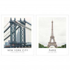 Доставка из Польши PJATTERYD Изображение, Манхэттенский мост и Эйфелева башня, 40x50 cm ИКЕА-60554549, ЕВРОИКЕА Калининград