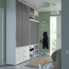Доставка из Польши ⭐⭐⭐⭐⭐ PLATSA otwarta szafa z 4 przes drzw+6 szuf, bialy Larkollen/ciemnoszary FONNES bialy, 280x42x241 cm,ИКЕА-99494187, Евро Икеа Калининград