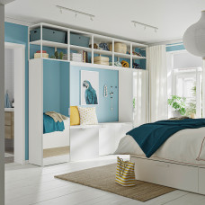 Доставка из Польши ⭐⭐⭐⭐⭐ PLATSA szafa 5 drzwi, bialy STRAUMEN szklo lustrzane/FONNES bialy, 300x42x241 cm,ИКЕА-29436959, Евро Икеа Калининград