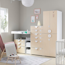 Доставка из Польши ⭐⭐⭐⭐⭐ SMASTAD / PLATSA regal, bialy brzoza/ze stolem do przewijania, 210x79x181 cm,ИКЕА-99431213, Евро Икеа Калининград