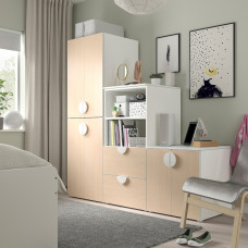 Доставка из Польши ⭐⭐⭐⭐⭐ SMASTAD / PLATSA regal, bialy/brzoza, 180x57x181 cm,ИКЕА-99487634, Евро Икеа Калининград