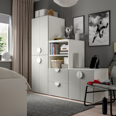 Доставка из Польши ⭐⭐⭐⭐⭐ SMASTAD / PLATSA regal, bialy/szary, 180x57x181 cm,ИКЕА-59487626, Евро Икеа Калининград