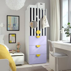 Доставка из Польши ⭐⭐⭐⭐⭐ SMASTAD / PLATSA szafa, bialy paski/liliowy z 3 szufladami, 60x57x181 cm,ИКЕА-29549918, Евро Икеа Калининград