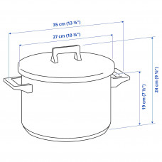 Доставка из Польши ⭐⭐⭐⭐⭐ SNITSIG Кастрюля с крышкой, нержавеющая сталь, 8.5 l,ИКЕА-40129727, Евро Икеа Калининград