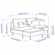 Доставка из Польши ⭐⭐⭐⭐⭐ SODERHAMN Sofa 2-os. z lezanka, Tonerud czerwony,ИКЕА-29514457, Евро Икеа Калининград