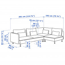 Доставка из Польши ⭐⭐⭐⭐⭐ SODERHAMN sofa narozna 4-osobowa, z otwartym koncem/Tonerud szary,ИКЕА-19452073, Евро Икеа Калининград