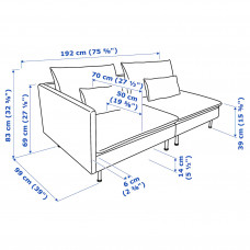 Доставка из Польши ⭐⭐⭐⭐⭐ SODERHAMN sofa 3-osobowa, z otwartym koncem/Tonerud czerwony,ИКЕА-89514464, Евро Икеа Калининград