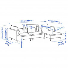 Доставка из Польши ⭐⭐⭐⭐⭐ SODERHAMN sofa 4-osobowa, z szezlongiem/Tonerud czerwony,ИКЕА-39514452, Евро Икеа Калининград