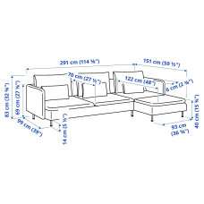 Доставка из Польши ⭐⭐⭐⭐⭐ SODERHAMN sofa 4-osobowa z szezlongiem, Tonerud czerwony,ИКЕА-99514642, Евро Икеа Калининград