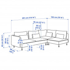 Доставка из Польши ⭐⭐⭐⭐⭐ SODERHAMN sofa narozna 4-osobowa, z otwartym koncem/Tonerud czerwony,ИКЕА-29514419, Евро Икеа Калининград